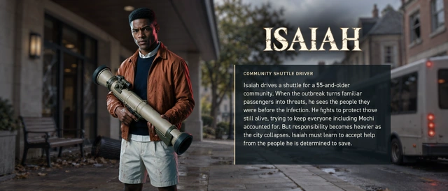 Isaiah, a community shuttle driver determined to protect his passengers and Mochi.